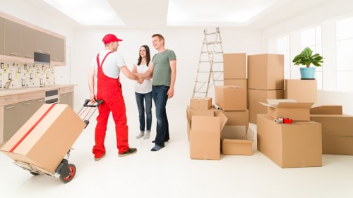 House movers preparing a move in Hollandpark with packing and loading equipment