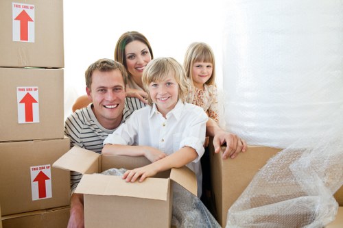 Packed boxes and household items prepared for removal van transport
